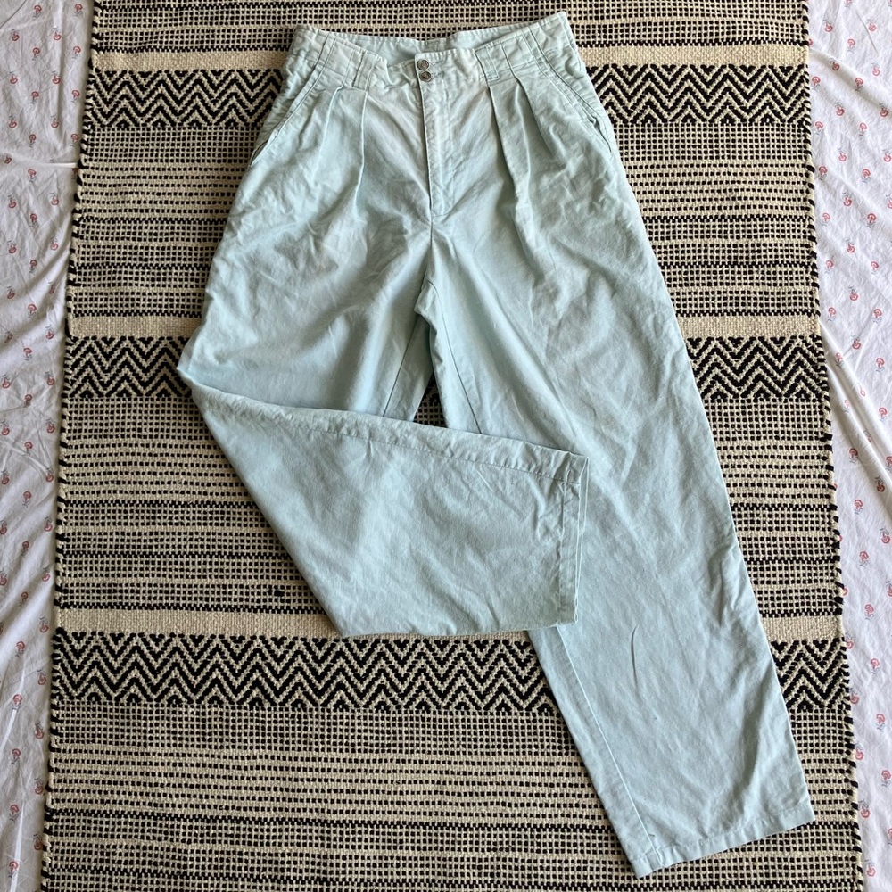 Vintage Women’s Ramie/Cotton Blend Trousers in Aqua